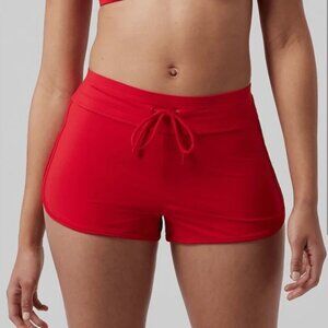 Athleta Women’s Size Small Surge Swim Shorts With Drawstring in Matador Red